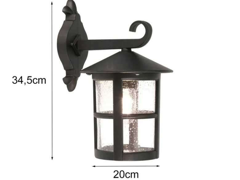 Außen Wandlaterne HEREFORD aus Alu im Landhausstil, Schwarz Höhe 34,5cm