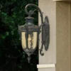 Außenwandlaterne PHILADELPHIA Jugendstil mit Amberglas, Höhe 52cm