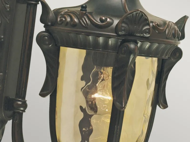 Außenwandlaterne PHILADELPHIA Jugendstil mit Amberglas, Höhe 52cm