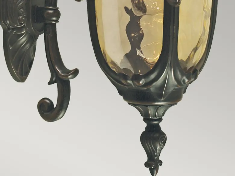 Außenwandlaterne PHILADELPHIA Jugendstil mit Amberglas, Höhe 52cm