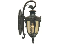 Außenwandlaterne PHILADELPHIA Jugendstil mit Amberglas, Höhe 52cm