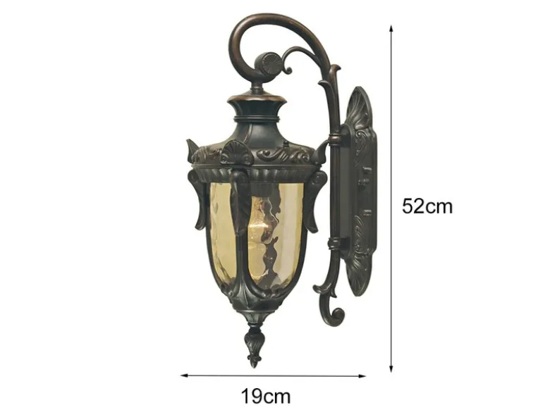 Außenwandlaterne PHILADELPHIA Jugendstil mit Amberglas, Höhe 52cm