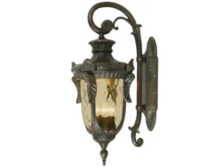 Außenwandlaterne PHILADELPHIA Jugendstil mit Amberglas, Höhe 64cm