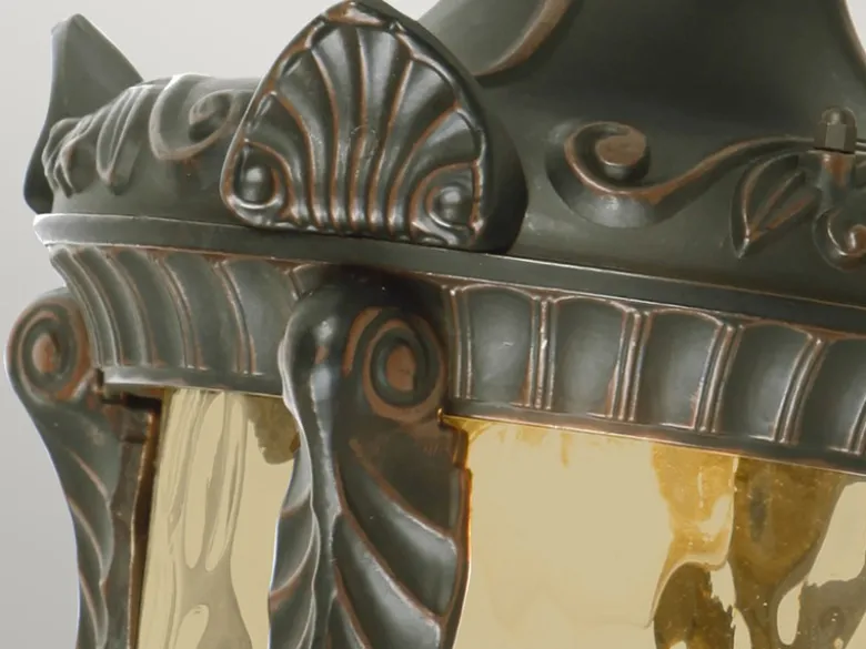 Außenwandlaterne PHILADELPHIA Jugendstil mit Amberglas, Höhe 64cm