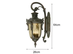 Außenwandlaterne PHILADELPHIA Jugendstil mit Amberglas, Höhe 64cm