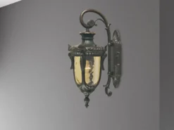 Außenwandlaterne PHILADELPHIA Jugendstil mit Amberglas, Höhe 43cm