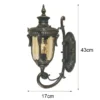 Außenwandlaterne PHILADELPHIA Jugendstil mit Amberglas, Höhe 43cm