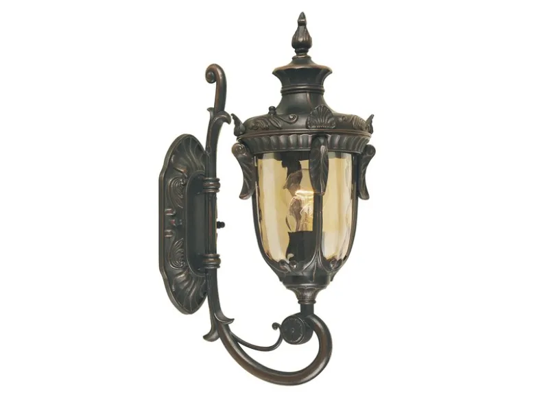 Außenwandlaterne PHILADELPHIA Jugendstil mit Amberglas, Höhe 43cm