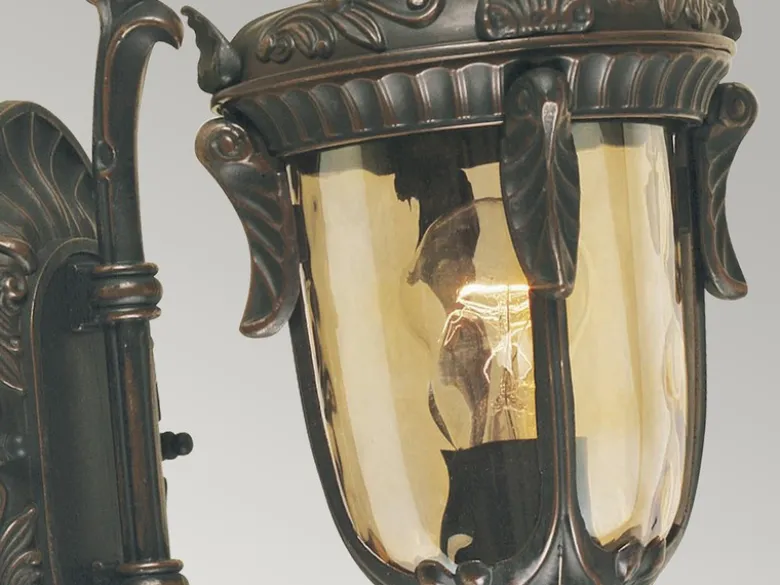 Außenwandlaterne PHILADELPHIA Jugendstil mit Amberglas, Höhe 43cm