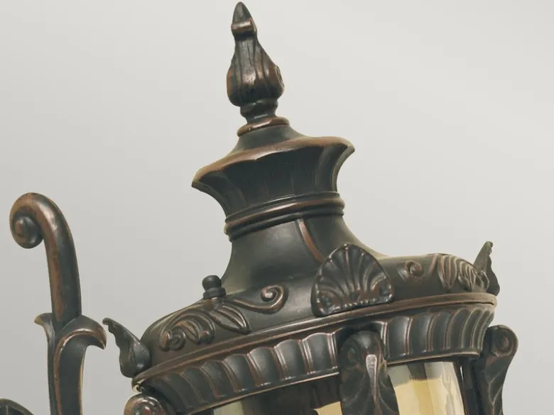 Außenwandlaterne PHILADELPHIA Jugendstil mit Amberglas, Höhe 43cm