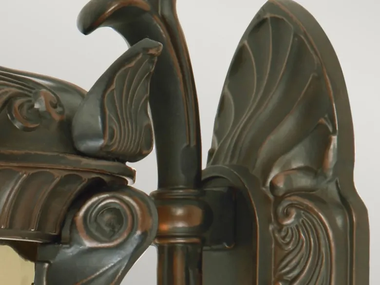Außenwandlaterne PHILADELPHIA Jugendstil mit Amberglas, Höhe 64cm
