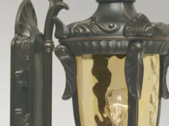 Außenwandlaterne PHILADELPHIA Jugendstil mit Amberglas, Höhe 53cm