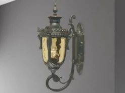 Außenwandlaterne PHILADELPHIA Jugendstil mit Amberglas, Höhe 53cm