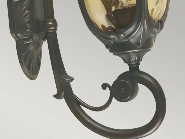 Außenwandlaterne PHILADELPHIA Jugendstil mit Amberglas, Höhe 53cm