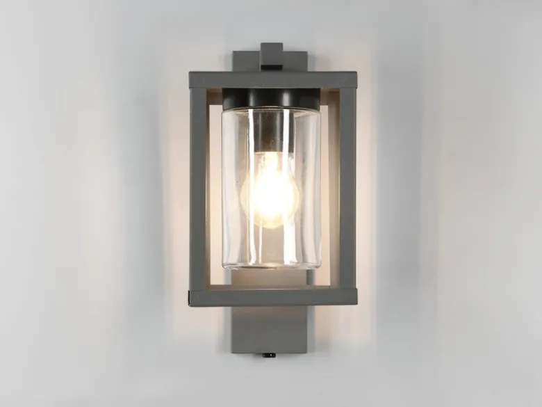 Außenwandleuchte Anthrazit in Laternenoptik mit E27 LED, Höhe 33cm