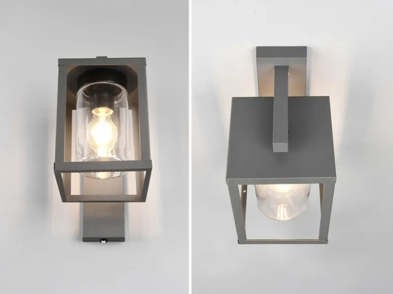 Außenwandleuchte Anthrazit in Laternenoptik mit E27 LED, Höhe 33cm