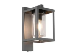 Außenwandleuchte Anthrazit in Laternenoptik mit E27 LED, Höhe 33cm