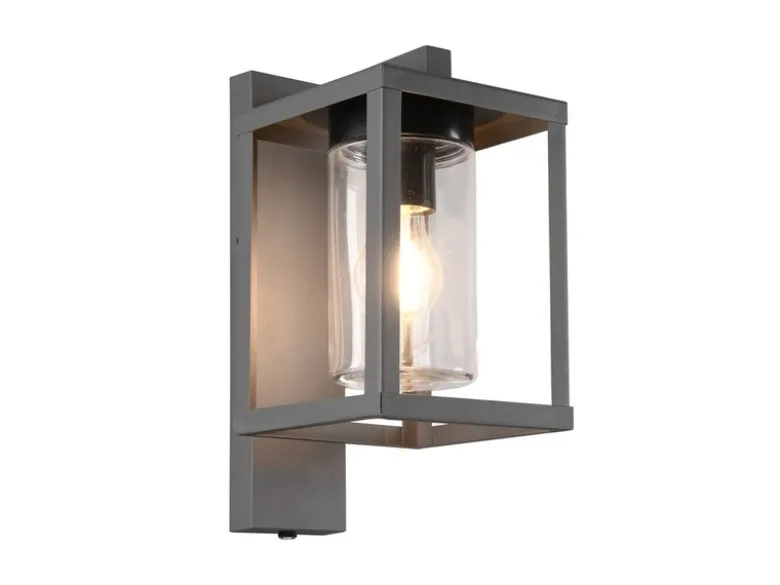 Außenwandleuchte Anthrazit in Laternenoptik mit E27 LED, Höhe 33cm