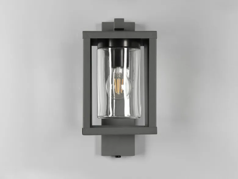 Außenwandleuchte Anthrazit in Laternenoptik mit E27 LED, Höhe 33cm