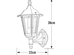 Außenwandleuchte antike Laterne stehend aus Aluminium Weiß, E27, Höhe 36cm