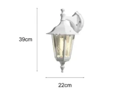 Außenwandleuchte antike Laterne hängend aus Aluminium Weiß, E27, Höhe 39cm