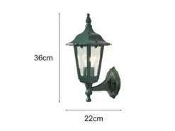 Außenwandleuchte antike Laterne stehend aus Aluminium Grün, E27, Höhe 36cm