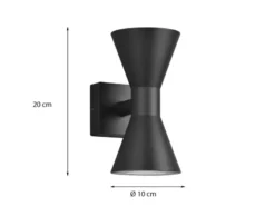 Außenwandleuchte ARDAS Up and Down in Schwarz, Höhe 20cm