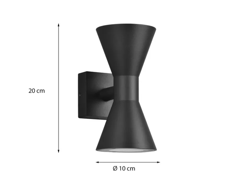 Außenwandleuchte ARDAS Up and Down in Schwarz, Höhe 20cm