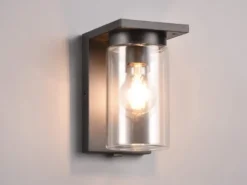 Außenwandleuchte ARDILA Schwarz mit E27 Glas Lampenschirm, Höhe 19cm