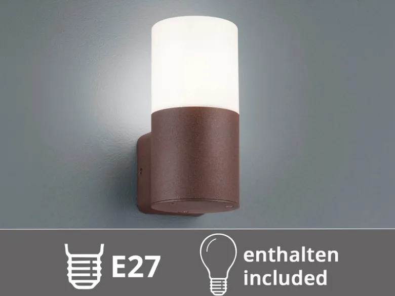 Außenwandleuchte aus Aluminium in Rostoptik mit E27 LED, Höhe 17,5cm