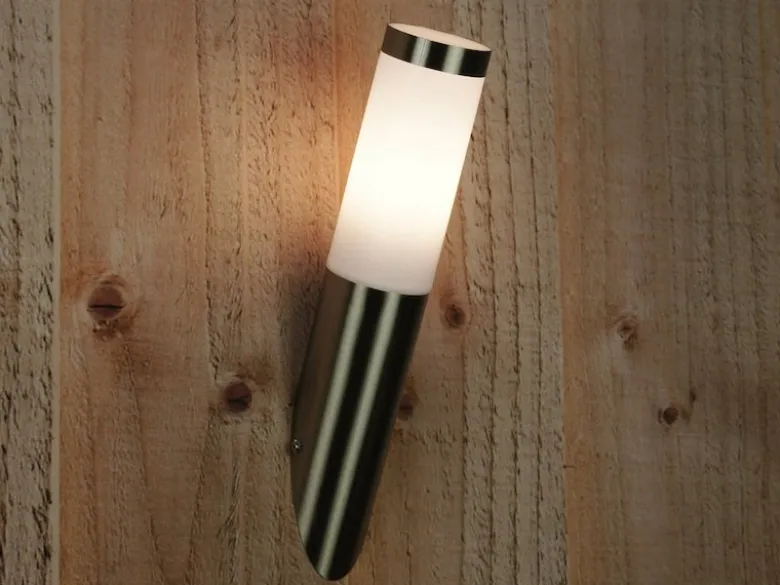 Außenwandleuchte aus Edelstahl, E27-Sockel, Höhe ca. 40 cm, IP44