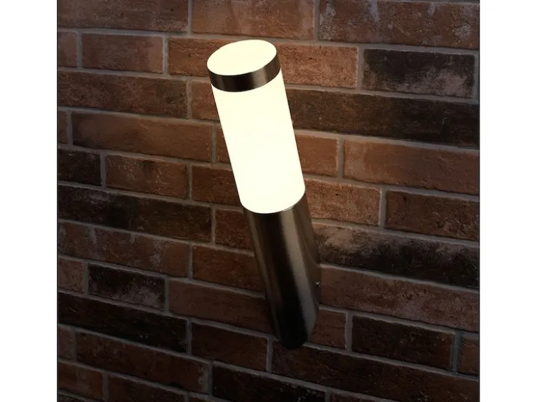 Außenwandleuchte aus Edelstahl, E27-Sockel, Höhe ca. 40 cm, IP44