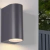Außenwandleuchte AVA Aluminium Anthrazit mit Up and Down Licht, Höhe 15cm