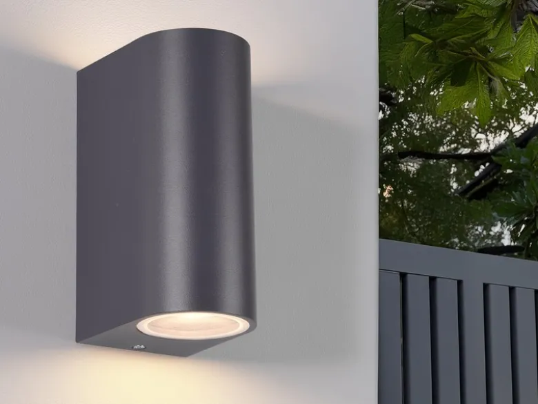 Außenwandleuchte AVA Aluminium Anthrazit mit Up and Down Licht, Höhe 15cm