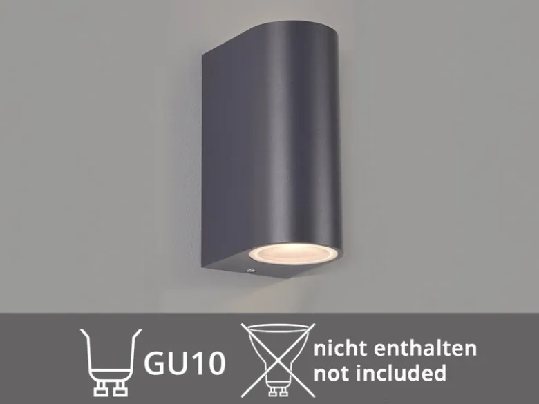 Außenwandleuchte AVA Aluminium Anthrazit mit Up and Down Licht, Höhe 15cm