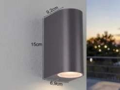 Außenwandleuchte AVA Aluminium Anthrazit mit Up and Down Licht, Höhe 15cm