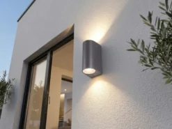 Außenwandleuchte AVA Aluminium Anthrazit mit Up and Down Licht, Höhe 15cm