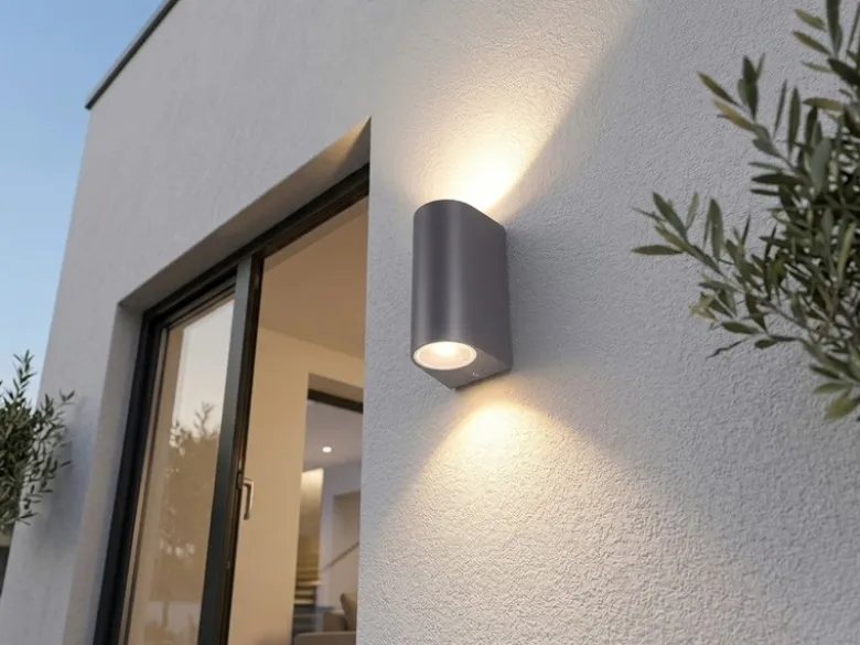 Außenwandleuchte AVA Aluminium Anthrazit mit Up and Down Licht, Höhe 15cm