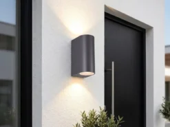 Außenwandleuchte AVA Aluminium Anthrazit mit Up and Down Licht, Höhe 15cm
