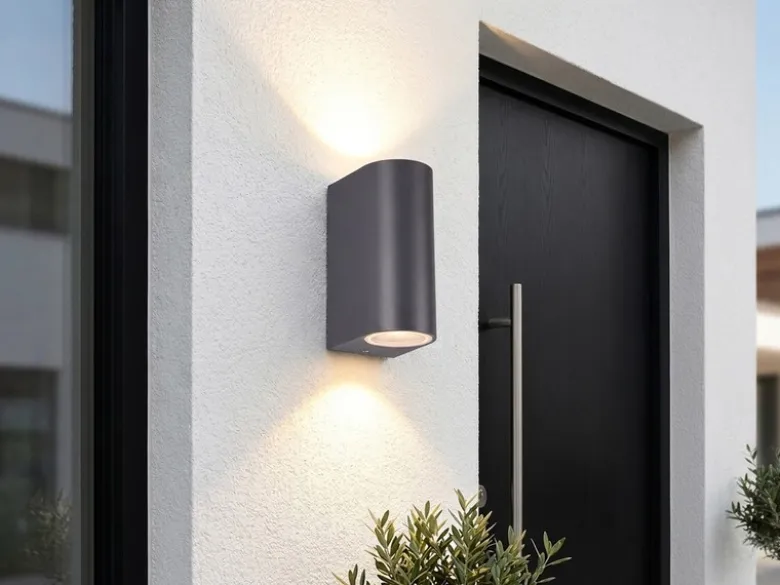 Außenwandleuchte AVA Aluminium Anthrazit mit Up and Down Licht, Höhe 15cm
