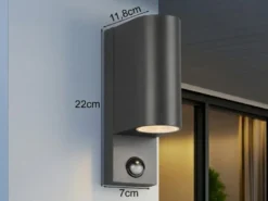 Außenwandleuchte AVA in Anthrazit mit Bewegungsmelder, Up and Down, Höhe 22cm