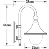 Außenwandleuchte BARI im Landhausstil aus Aluminium Schwarz, Höhe 44cm