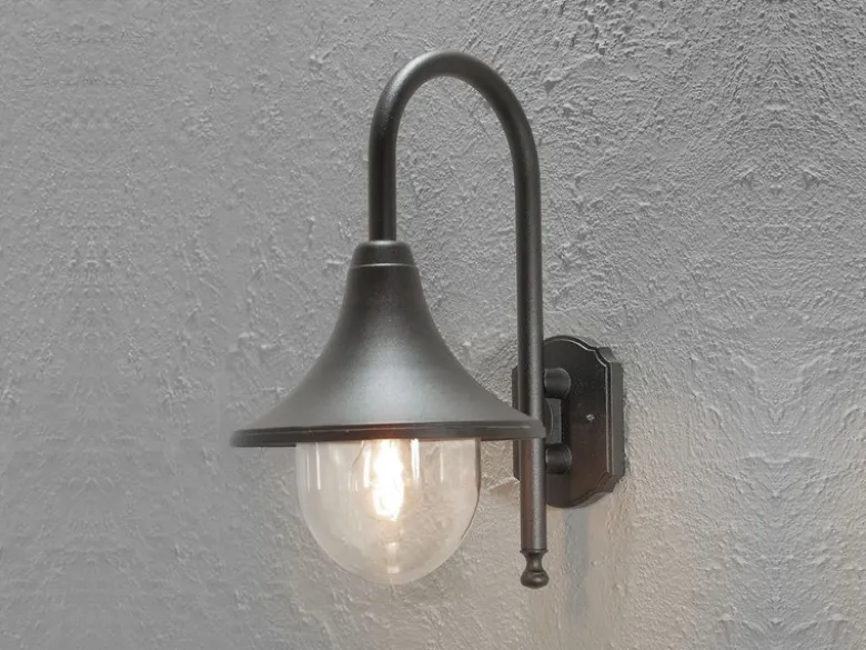 Außenwandleuchte BARI im Landhausstil aus Aluminium Schwarz, Höhe 44cm
