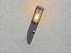 Außenwandleuchte BOSTON Anthrazit & Rauchfarben mit Bewegungsmelder, Höhe 41cm