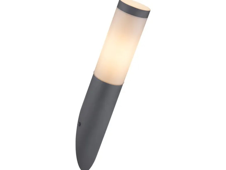 Außenwandleuchte BOSTON aus Edelstahl in Anthrazit & Opal, Höhe 39cm