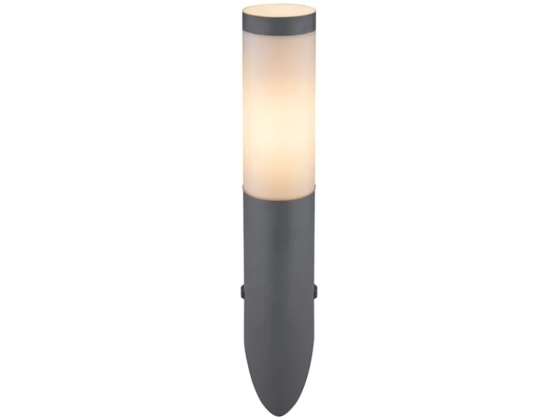 Außenwandleuchte BOSTON aus Edelstahl in Anthrazit & Opal, Höhe 39cm