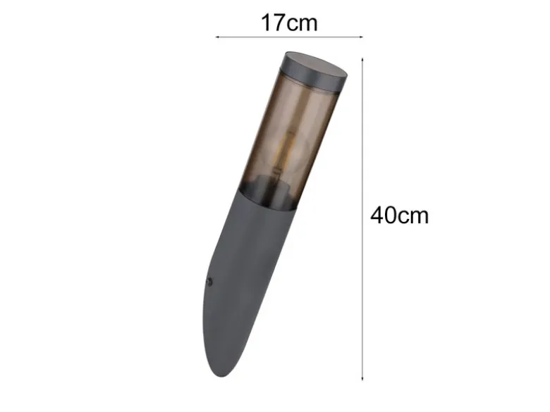 Außenwandleuchte BOSTON aus Edelstahl in Anthrazit & Rauchfarben, Höhe 40cm