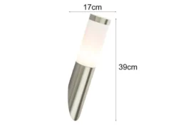 Außenwandleuchte BOSTON aus Edelstahl in Silber, Höhe 39cm