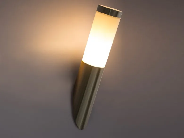 Außenwandleuchte BOSTON aus Edelstahl in Silber, Höhe 39cm