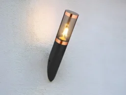 Außenwandleuchte BOSTON aus Edelstahl in Schwarz & Kupfer, Höhe 41cm